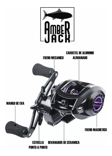 Reel Amberjack Px200 Huevito Rotativo Baitcast 18r 8kg Freno 7.2:1 Manija Izquierda