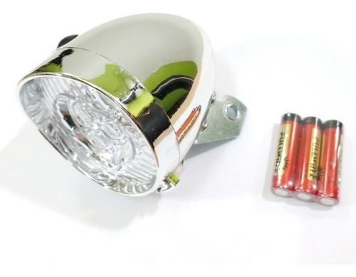 Farol Led Bicicleta Retro Vintage Antiga Cromado Tipo Dinamo