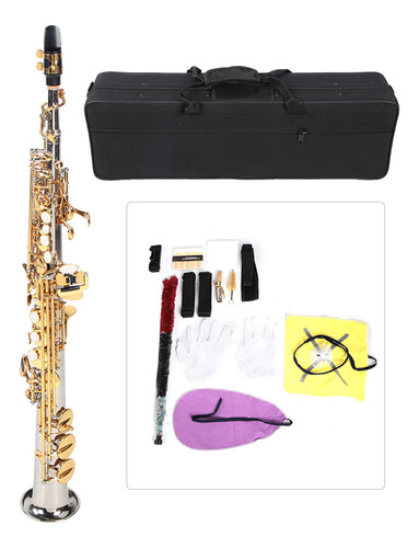 Saxofón Soprano Profesional De Latón Straight Sax, Plateado