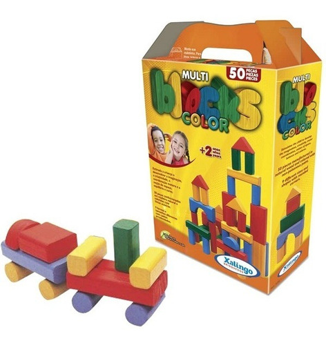 Multiblocks Blocos Montar Infantil Madeira Colorido Xalingo