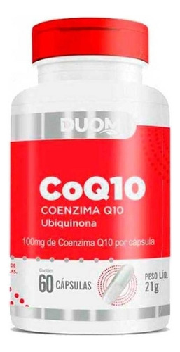 Coenzima Q10 100mg Por Cápsula Coq10 60 Cápsulas - Duom Sabor Sem sabor