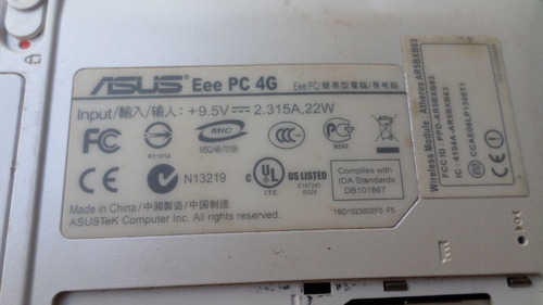 Notebook Asus Eee Pc 4g - Com Defeito