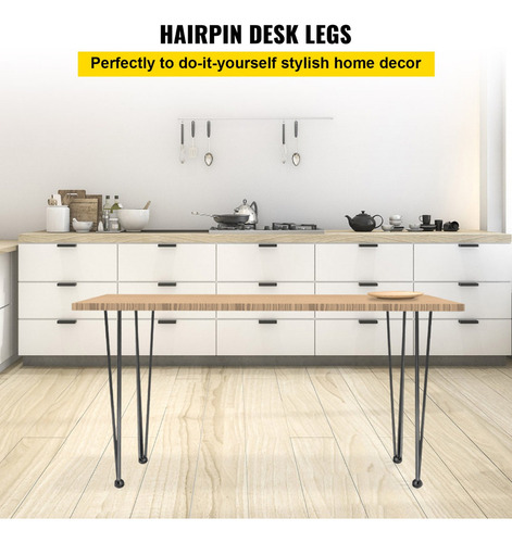Vevor Patas Para Mesa Hairpin 4 Pcs 71,1 Cm Acero Al Carbono