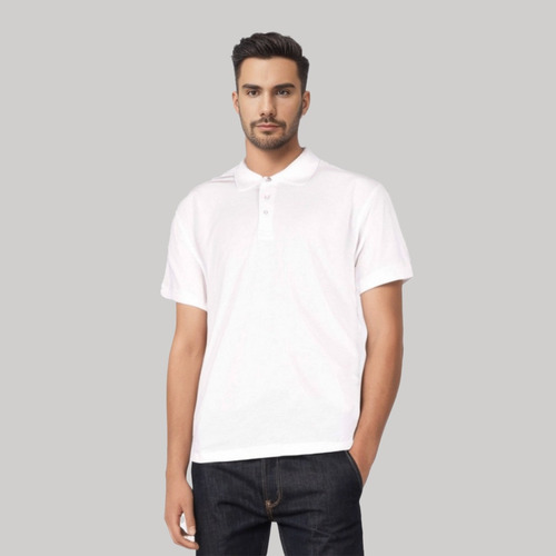 Remera Polo Manga Corta Hombre Blanca - Mundo Trabajo