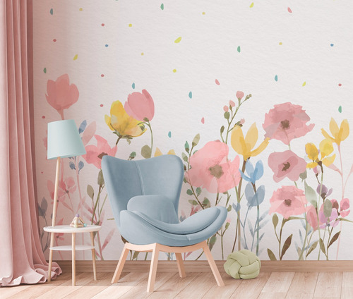 Papel De Parede Jardim Flores Feminino Bebê Infantil - Pp652