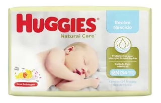 Fraldas Huggies Rn Descartaveis Natural Care Pacote 34u