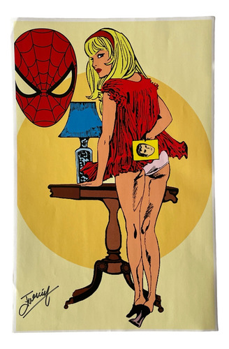 Poster Del Hombre Araña Gwen Stacy Autografo Jose Luis Duran (Usado)