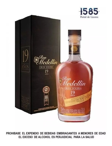 Ron Medellin Gran Solera 19 Años 750 Ml - Ml A $236