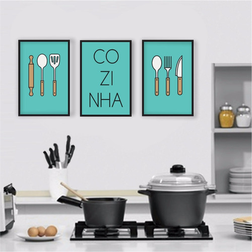 Plaquinha Placa Quadro Kit Mdf 30x40 Cozinha Utensílios Faca