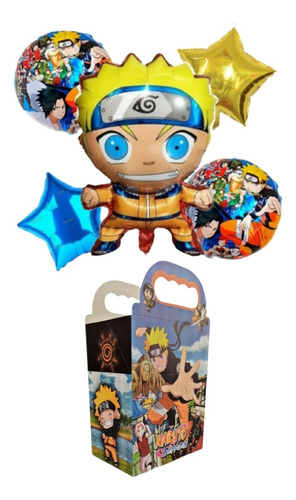 Naruto Set Globos Decoración Más Cajas Dulceras 50 Niños 