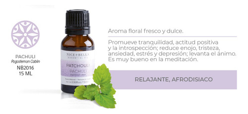 Aceite Esencial Patchouli 15ml Nice Aromaterapia Relajante