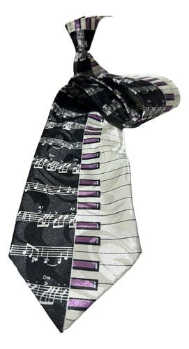 Corbata Piano - Estilo Original Y Divertido / Unisex Negro Estampado Musical 3.556 Cm