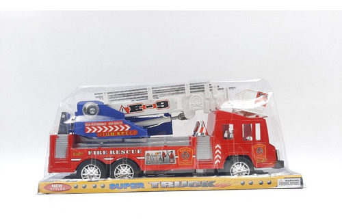 Imagen 10 de 10 de Camion De Bomberos A Friccion Grande 30cm Aprox Con Escalera