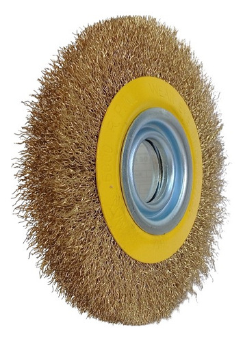 Escova Circular Ondulada Latonada 6 X 3/4 Para Motoesmeril Cor Amarelo