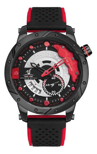 Reloj Hombre Adulto Rojo/negro Silicona Cuarzo Weide 