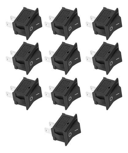 Interruptor Basculante 2 Pines 10 Piezas Negro Kcd1-101
