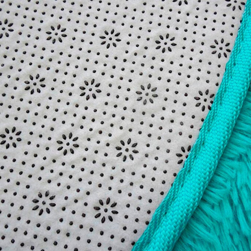 Tapete Decorativo Tipo Shag 1mdiametro Peludo Antideslizante Ancho 1 m Color Cian