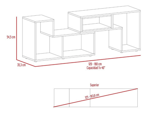 Rack Extensible Tv40 + Mesa De Centro - Rovere