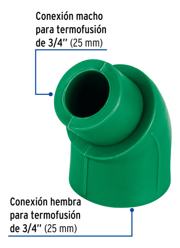 Codo 45° Ppr 3/4'' Macho-hembra Resistente Foset / 45554