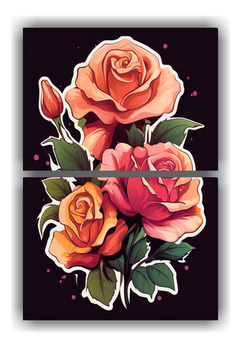 Dos Cuadros Abstractos Rosas Representación 65x100cm