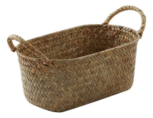 Cesta De Armazenamento Tecida Artesanal, Palha, Recipiente P