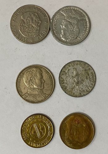 6 Monedas Suecia Chile Filipinas Alemania México 1m362