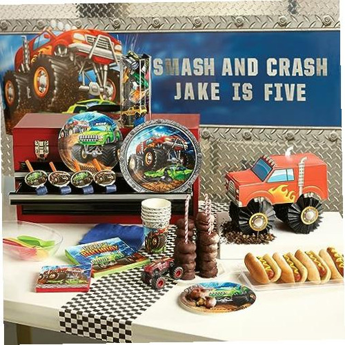 Creative Converting Monster Truck Pancarta Grande, 1 Ct, Color Multicolor