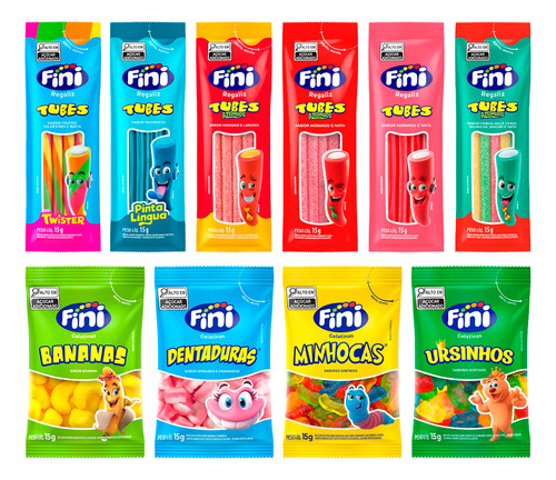 Kit Com 30 Pacotes Bala Fini Sabores Variados