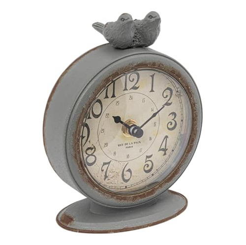 Reloj Creative De Mesa, Gris Peltre, Con P&aacute;jaro