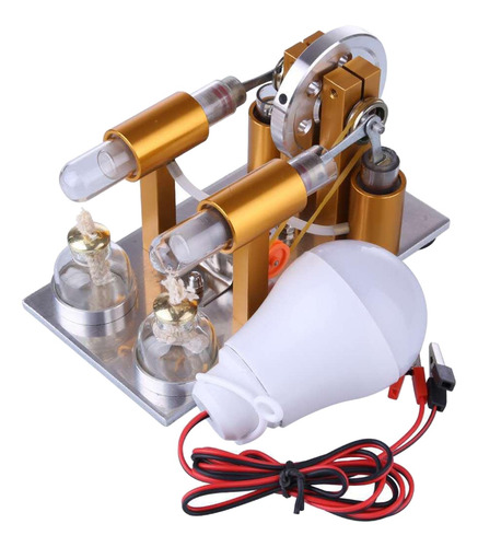 Imagen 4 de 9 de Modelo De Motor Stirling De Doble Cilindro Caliente De Metal