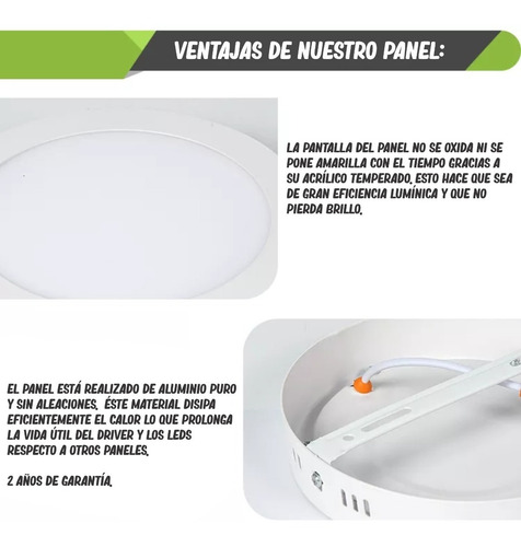 Imagen 2 de 8 de Panel Led 18w Sobreponer. Alta Calidad 100% Aluminio X 5unid