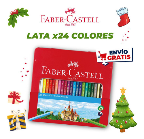 Imagen 1 de 4 de Lapices De Colores Eco En Lata X 24 Largos Faber-castell