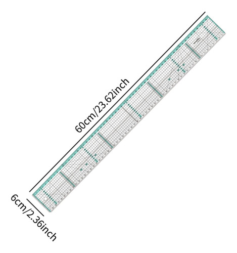 Regla De Sastrería Herramienta De Costura Escalas 60cmx6cm