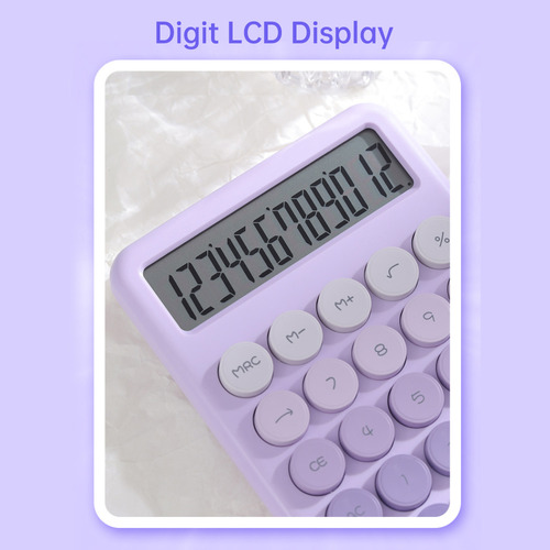 Bonita Calculadora De 12 Dígitos Con Pantalla Lcd Grande Y B