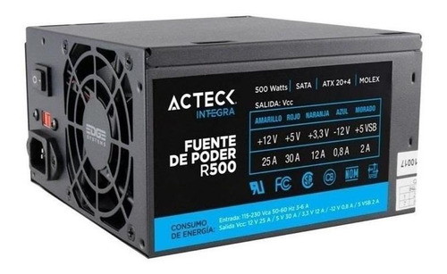 Fuente De Poder Marca Acteck De 500w Modelo: R-500