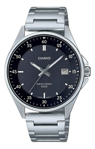 Reloj Casio Hombre Mtp-e705d-1e Color de la malla Plateado Color del bisel Plateado Color del fondo Negro