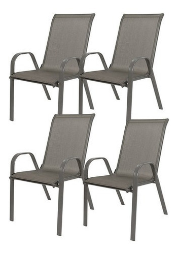 Imagen 1 de 8 de Set X 4 Sillón Silla Acero Pintado Gris Reforzado Apilable