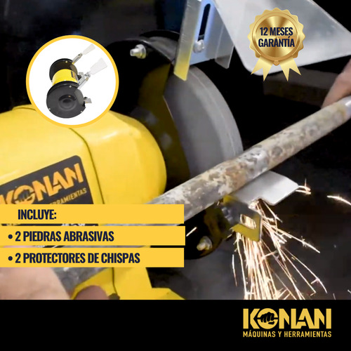 Amoladora De Banco Konan 150mm 375w 1/2hp Con Piedras