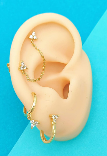 Pack De Aros Huggies Piercing Helix Tragus Chapados En Oro