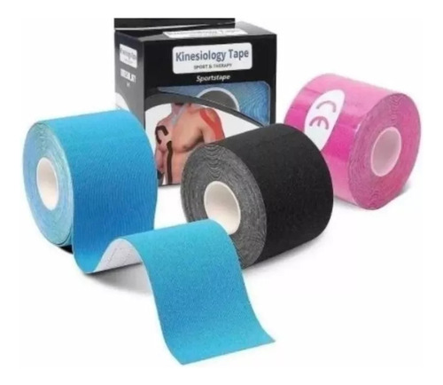 Pack 3 Tape Kinesiologico 5cm X 5 Mts Vendaje Neuromuscular