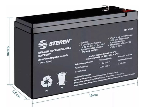 Batería Nueva Recargable Sellada 12 V 7 Ah Steren (Usado)