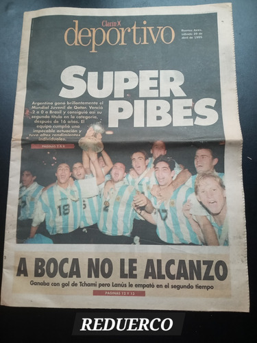 Clarín Deportivo Argentina Campeón Juvenil Qatar 1995 E