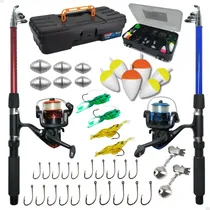Comprar Pescamping Kit Pesca Completo 2 Varas Fibra de Vidro e 2 Molinetes Leve com Linha Estojo e Maleta com Acessórios