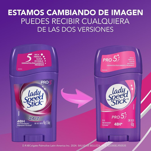 X3 Desodorante Barra Lady Speed Stick Antitranspirant Pro 5