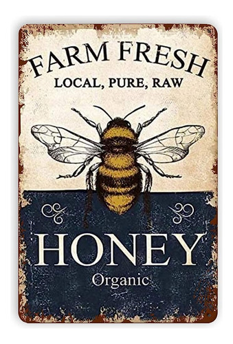 Farm Fresh Bee Honey Metal Tin Signs, Vintage Wall Decor Ret