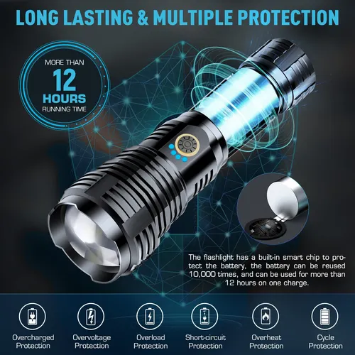 Linterna Led Sinvimes 990000lm Recargable A Prueba De Agua