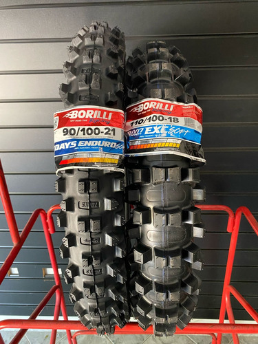 Par Pneu Borilli 90/100-21 Enduro Soft + 110/100-18 Exc Soft