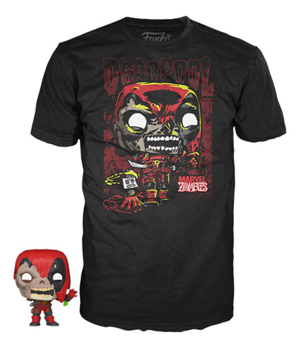 Funko Pop Keychain & Tee Marvel Zombies - Deadpool Playera M