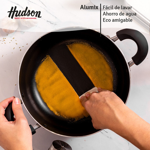 Cacerola Antiadherente Hudson 28 Cm Aluminio Color Negro