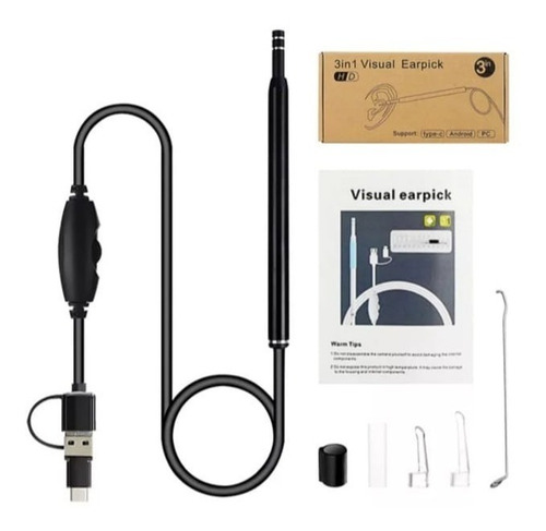 Camera Endoscopio Otoscopio Limpar Ver Ouvido No Celular Pc 2.5v